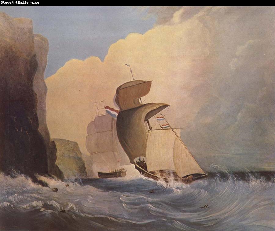 William Buelow Gould Sailing ships off a rocky coast